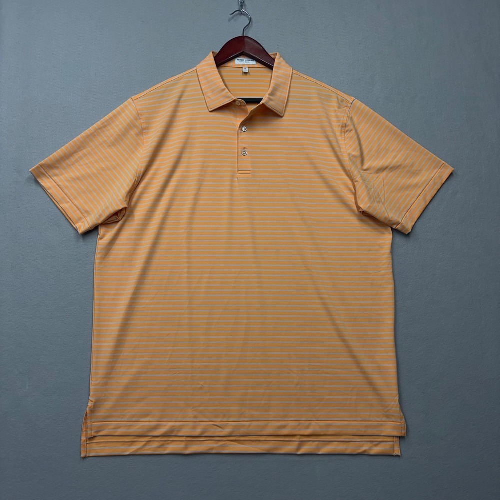 Peter Millar Polo Shirt Mens XL Orange Summer Comfort Striped MS24EK08S
